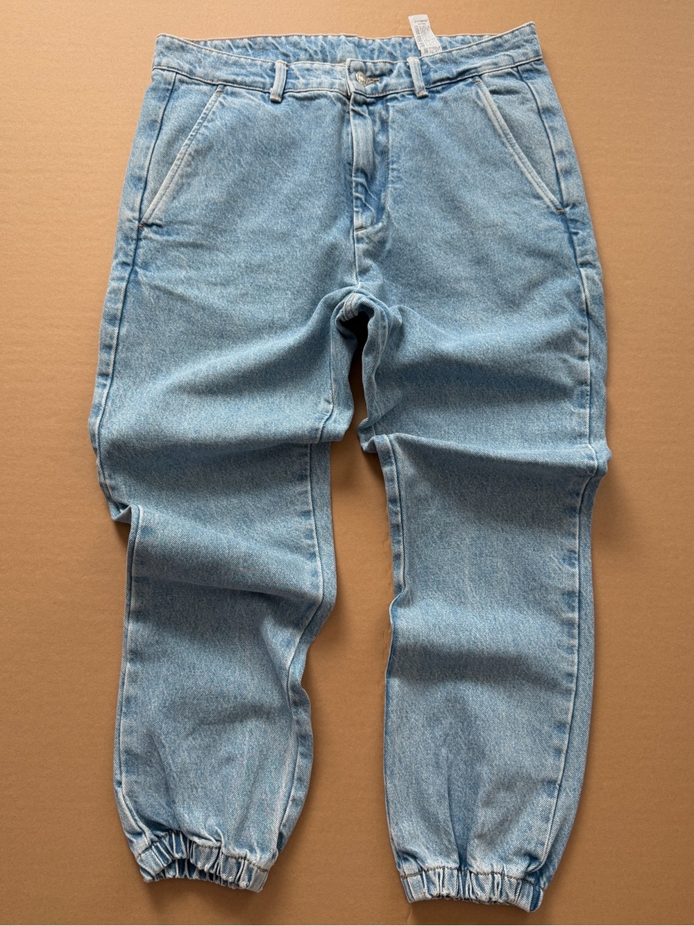 Zara Light Blue Relaxed Elastic-Cuff Jeans